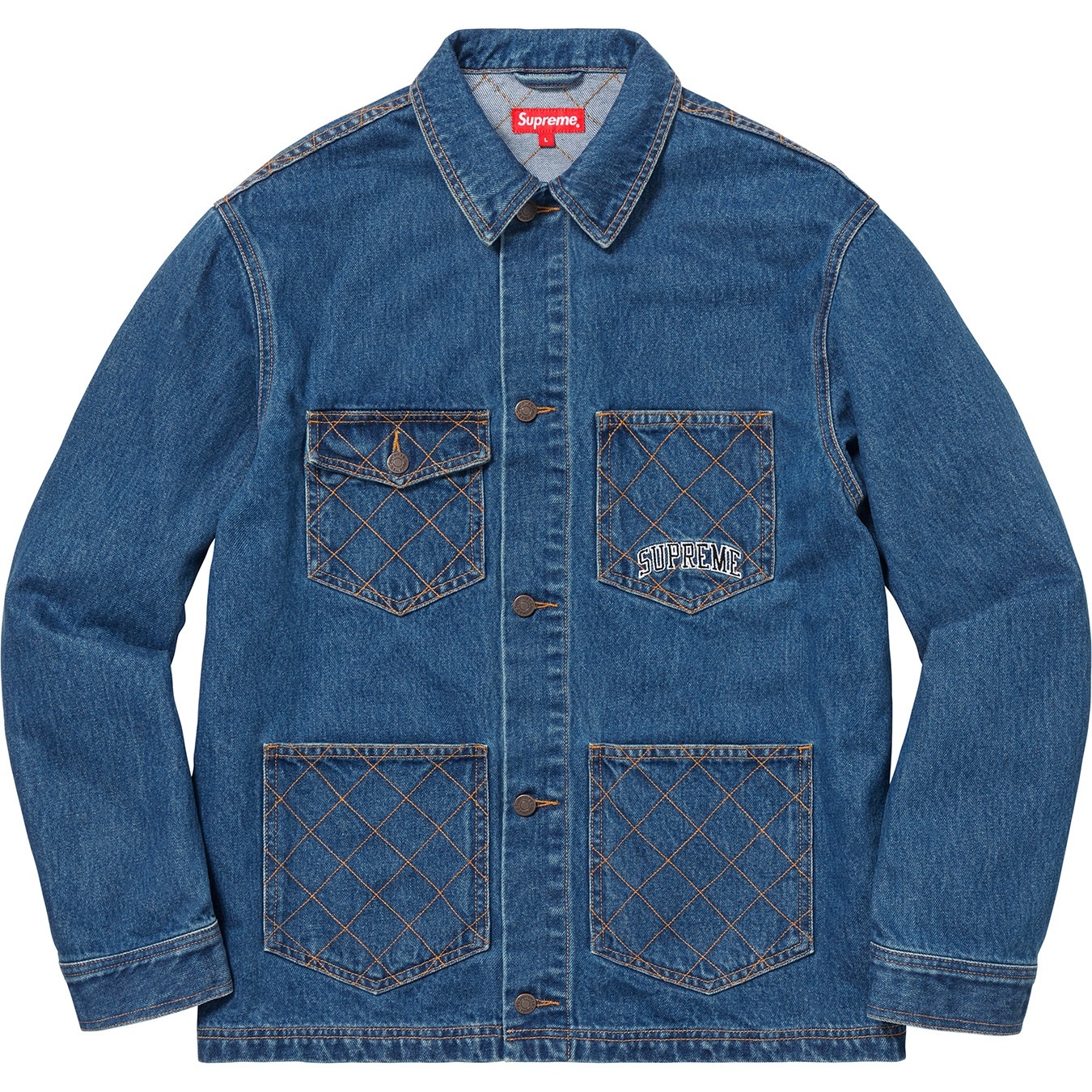 Diamond Stitch Denim Chore Coat view 4